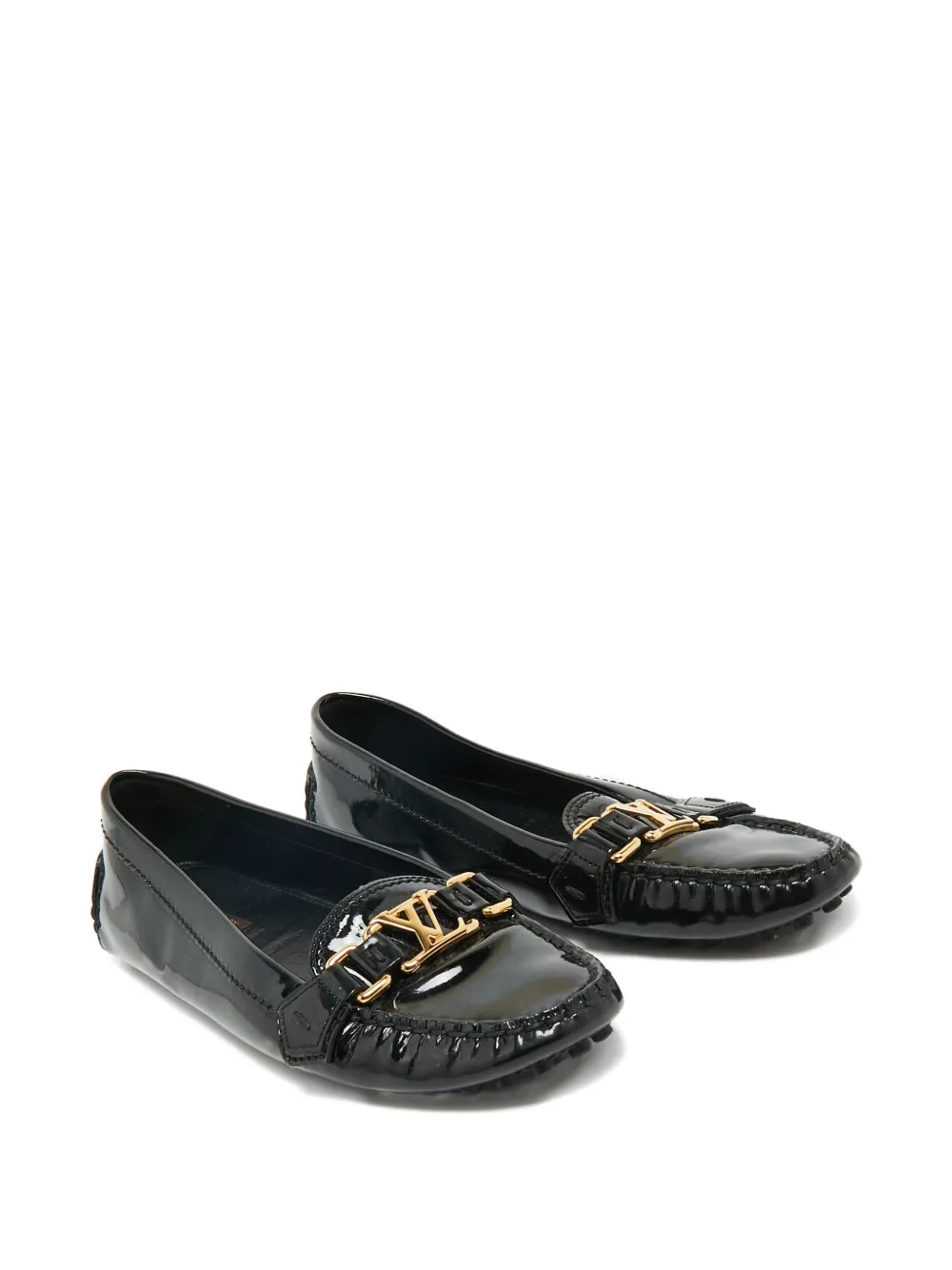 Louis Vuitton Pre-Owned logo-plaque oxford loafers - Zwart