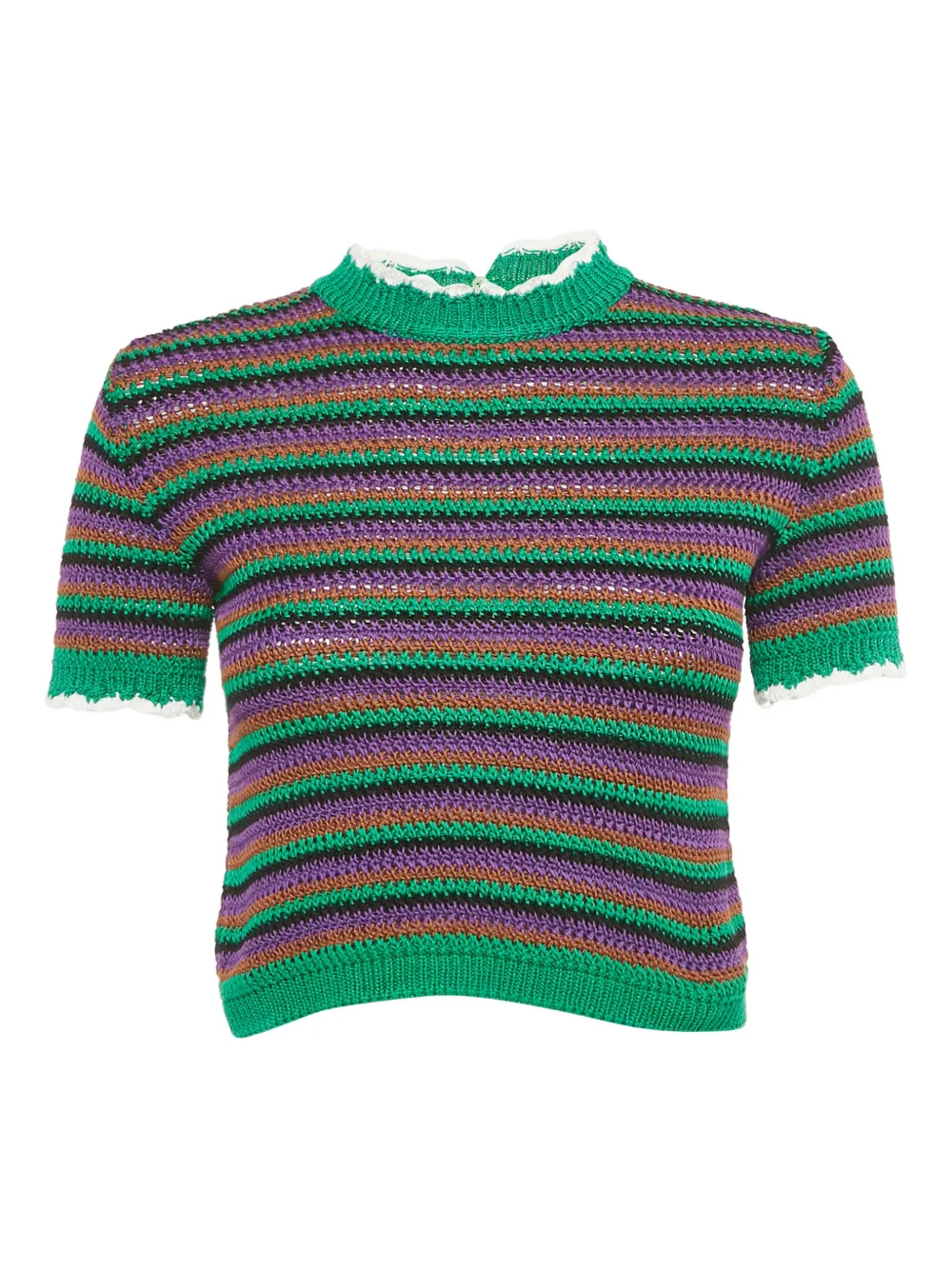 Miu Miu Pre-Owned crochet striped top | verde | Image 1