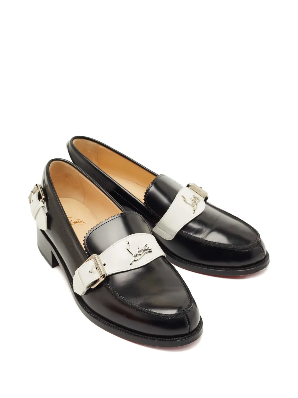 Christian Louboutin Pre-Owned Monmoc buckle leather loafers - Zwart