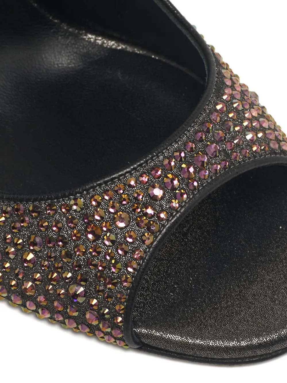 Pre-owned Gina Metallic Crystal Sandal 13.5 In Black