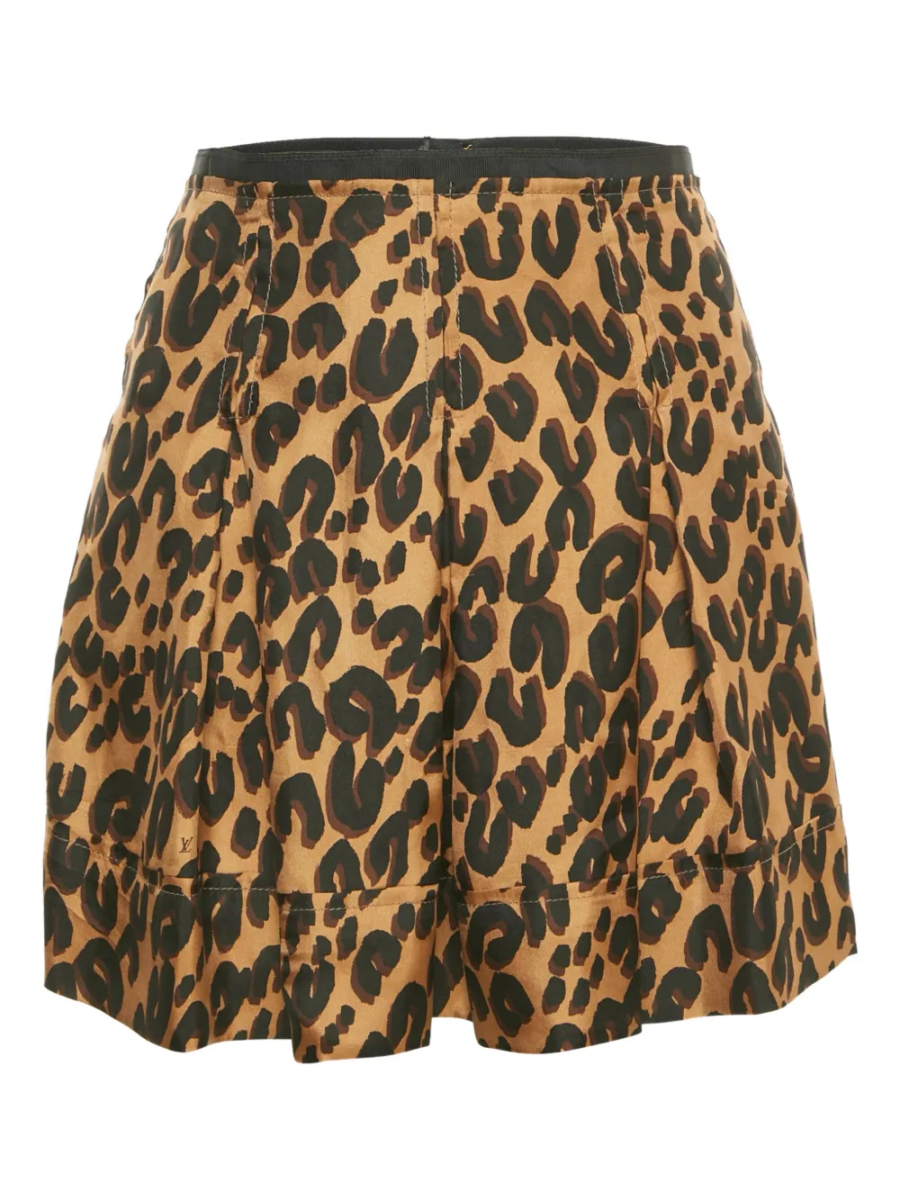Pre-owned Louis Vuitton Pleated Animal-print Mini Skirt In Brown