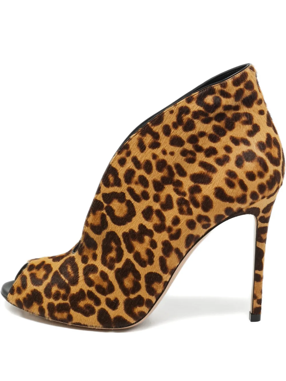 Pre-owned Gianvito Rossi Peep-toe Animal-print Boots In Brown