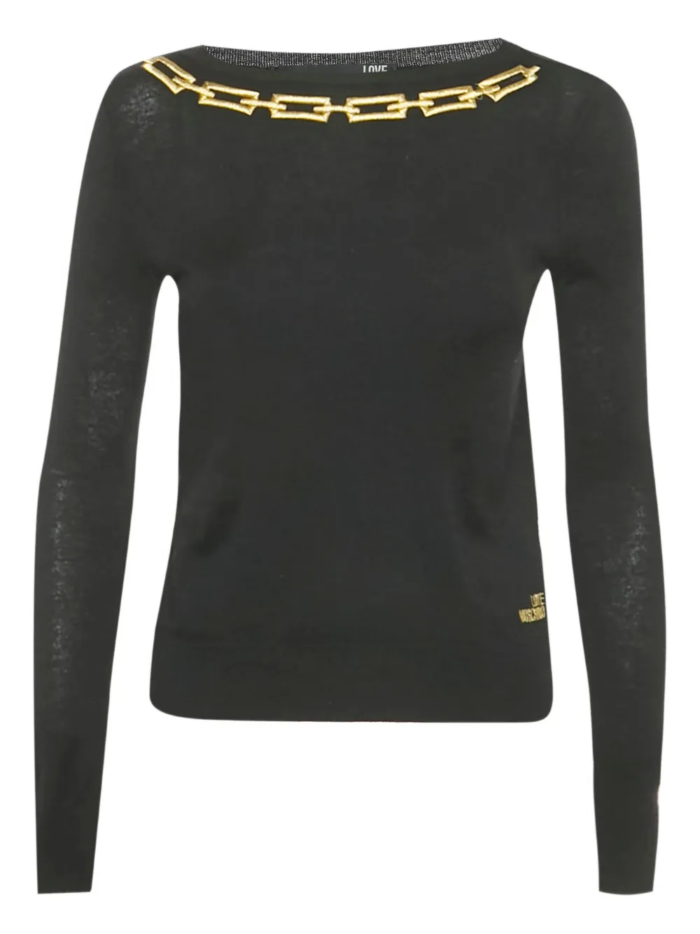 Love Moschino logo-embroidered long-sleeve T-shirt - Nero