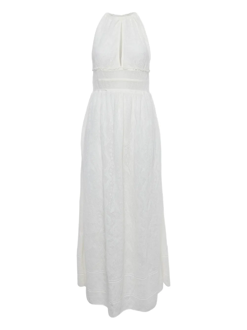 Pre-owned Missoni Halterneck Knit Maxi Dress In White