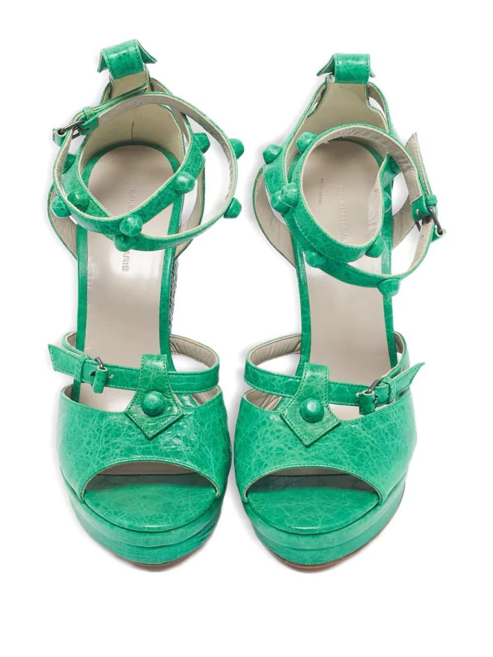 Balenciaga Pre-Owned studded wedge sandals - Groen
