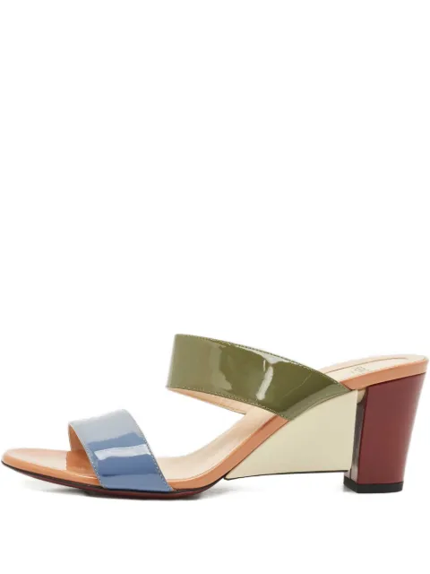 Fendi Pre-Owned patent leather wedge slides sandals 