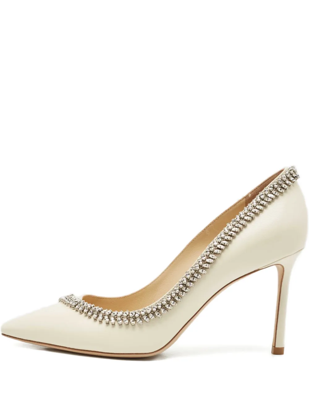 Jimmy Choo Pre-Owned 38 Romy crystal-embellishment leather pumps (10 cm) - Nude