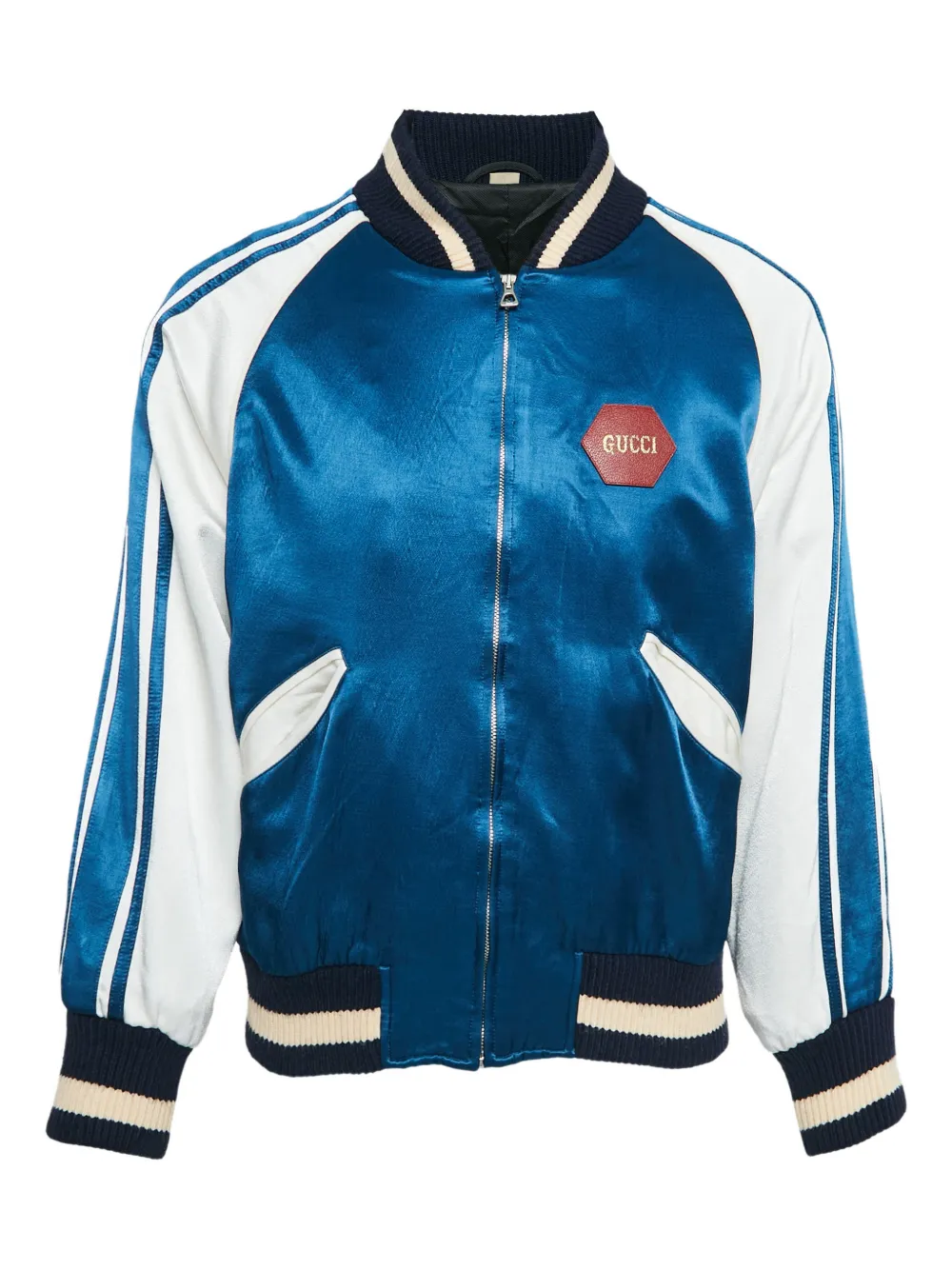 Gucci Pre-Owned lettering zip jacket - Blu