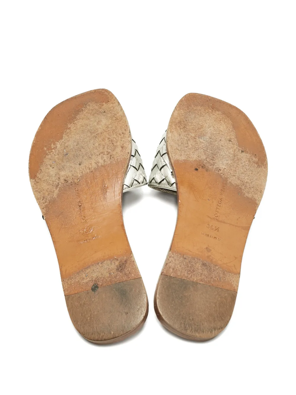 Bottega Veneta Pre-Owned Intrecciato flat sandals - Zilver