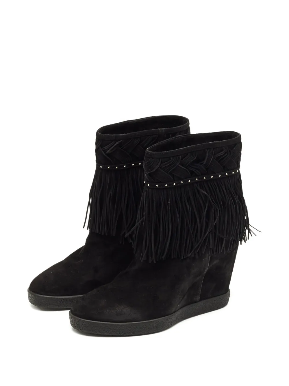 Le Silla fringe studded suede boots - Zwart