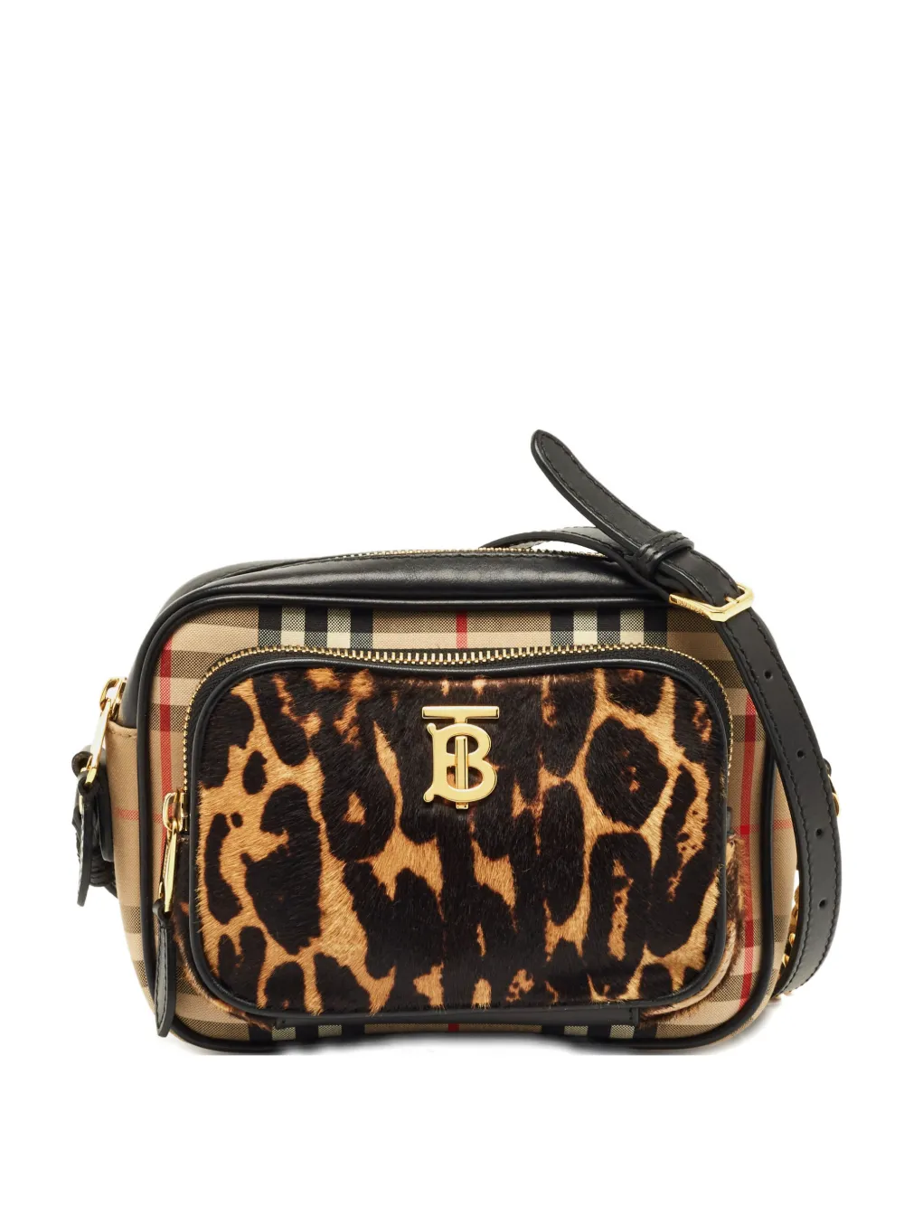 Pre-owned Burberry Leopard Cross Body Bag In Neutral