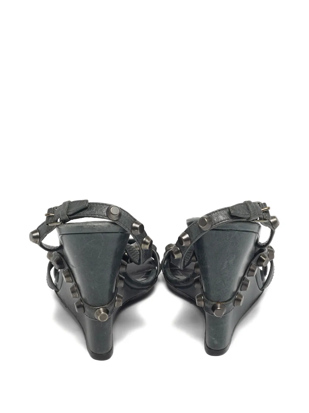 Pre-owned Balenciaga Arena Wedge-heel Sandals In Green