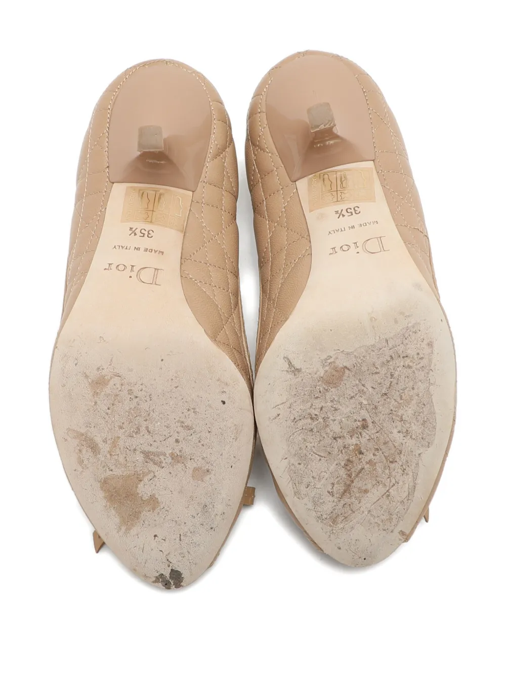 Pre-owned Dior Clair Cannage Sandals In Neutral