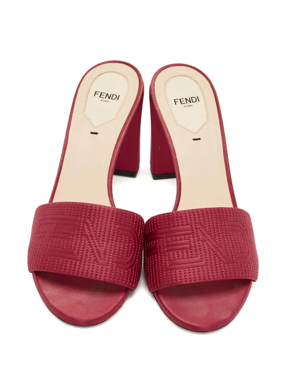 Fendi Pre-Owned embroidered block-heel sandals - Rood
