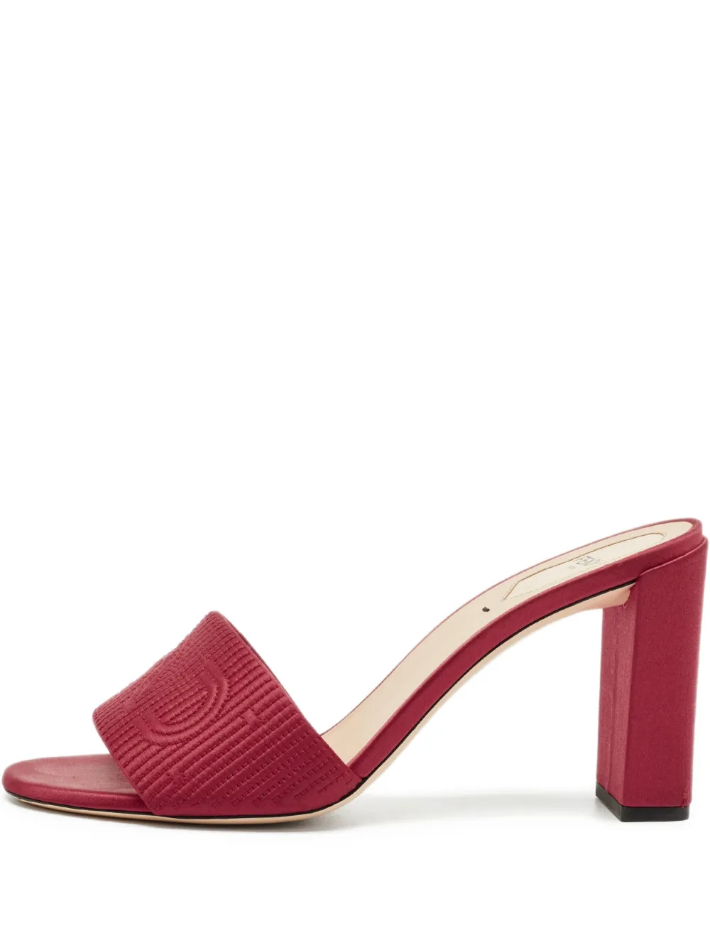 Fendi Pre-Owned embroidered block-heel sandals - Rosso