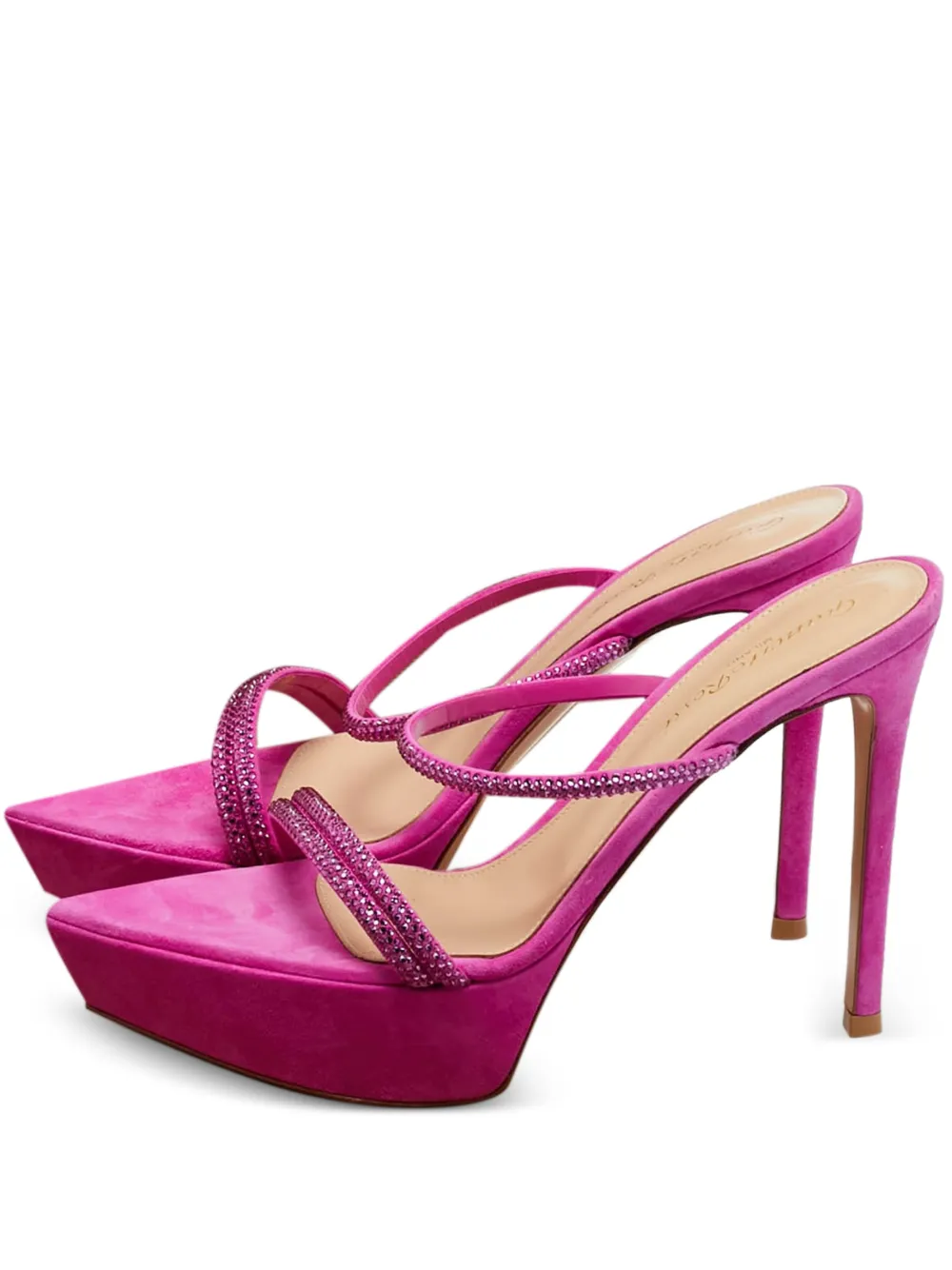 Gianvito Rossi Cannes crystal-embellished heeled sandals - Rosa