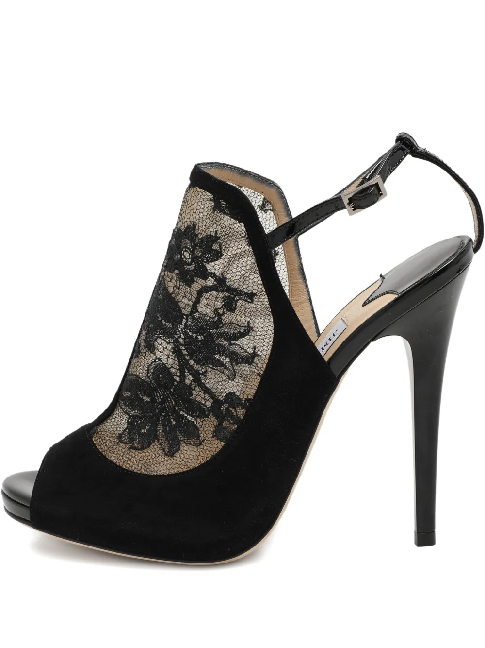 Pre-owned Jimmy Choo Laced Sling-back Sandals In Black