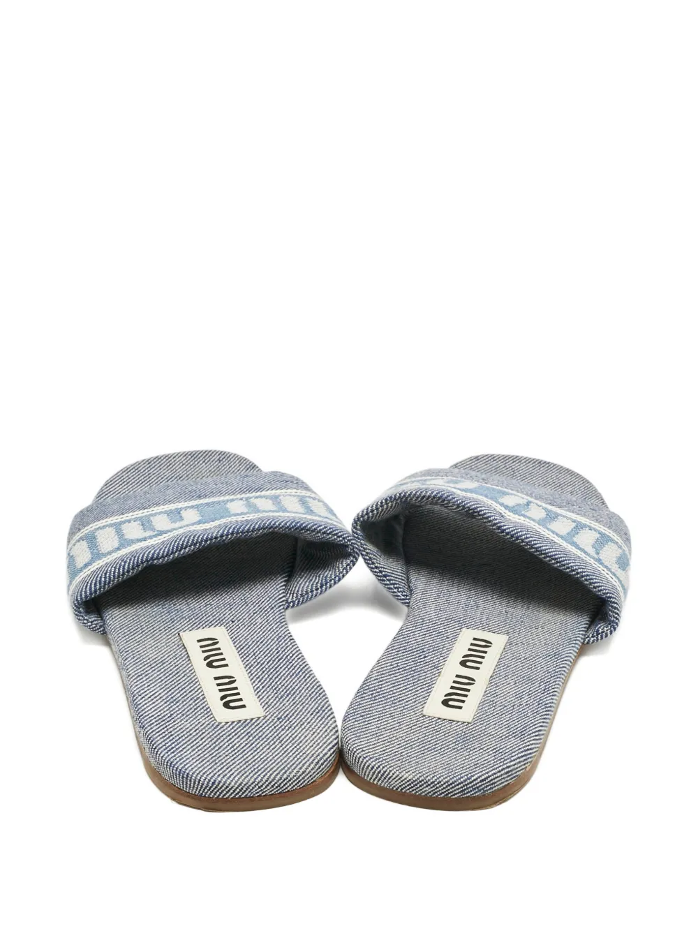 Miu Miu Pre-Owned denim logo sandals - Blauw