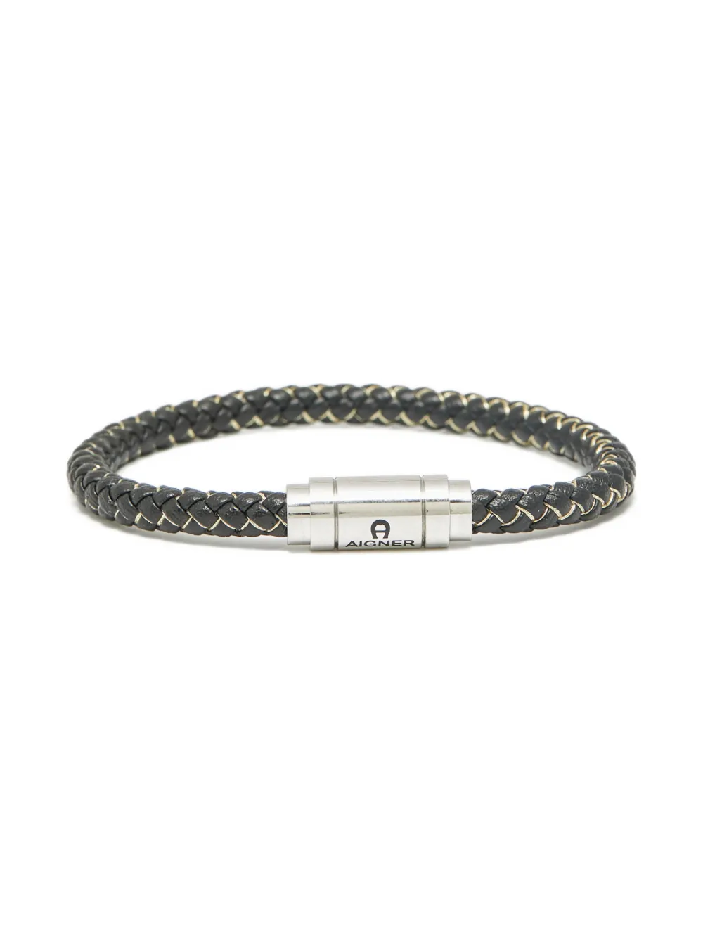 Aigner Kids braided logo-detail bracelet - Nero