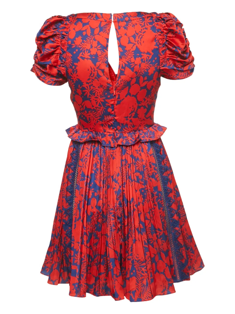 Self-Portrait satin lace-detail mini dress - Rood