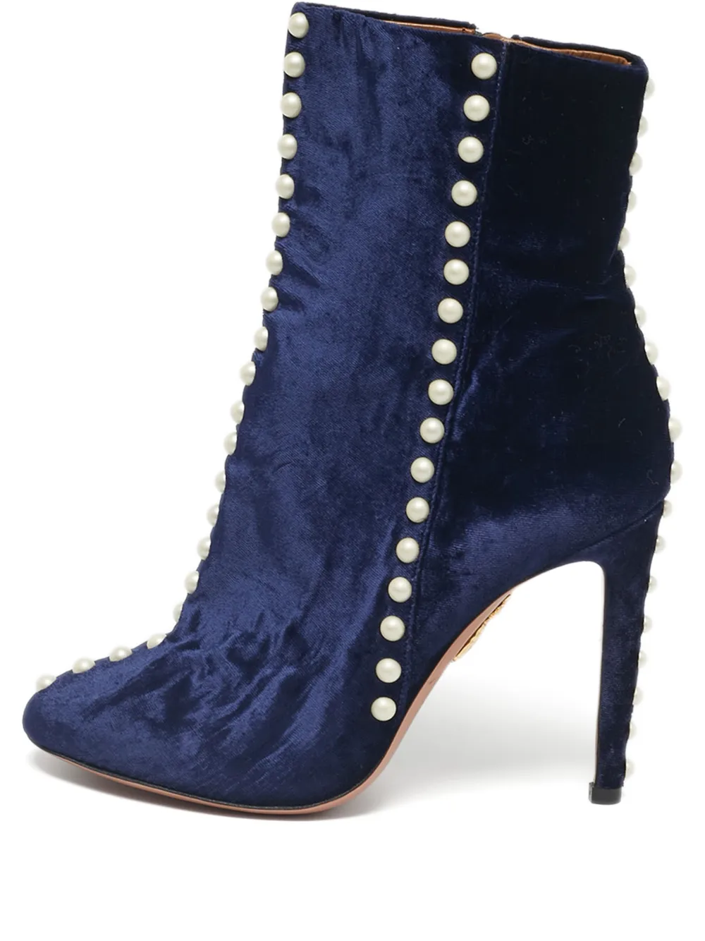 Aquazzura Follie pearls velvet ankle boots - Blu