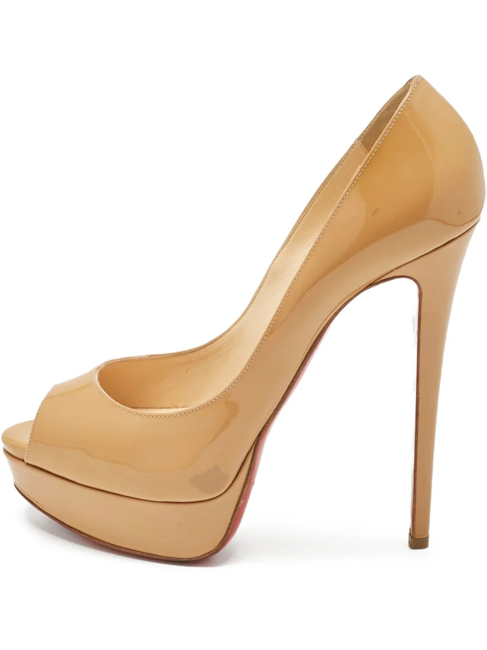 Christian Louboutin Pre-Owned patent leather open toe pumps - Nude