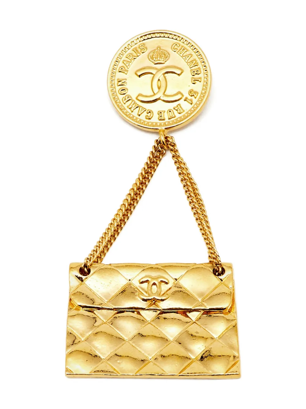 CHANEL Pre-Owned broche à breloque sac - Or