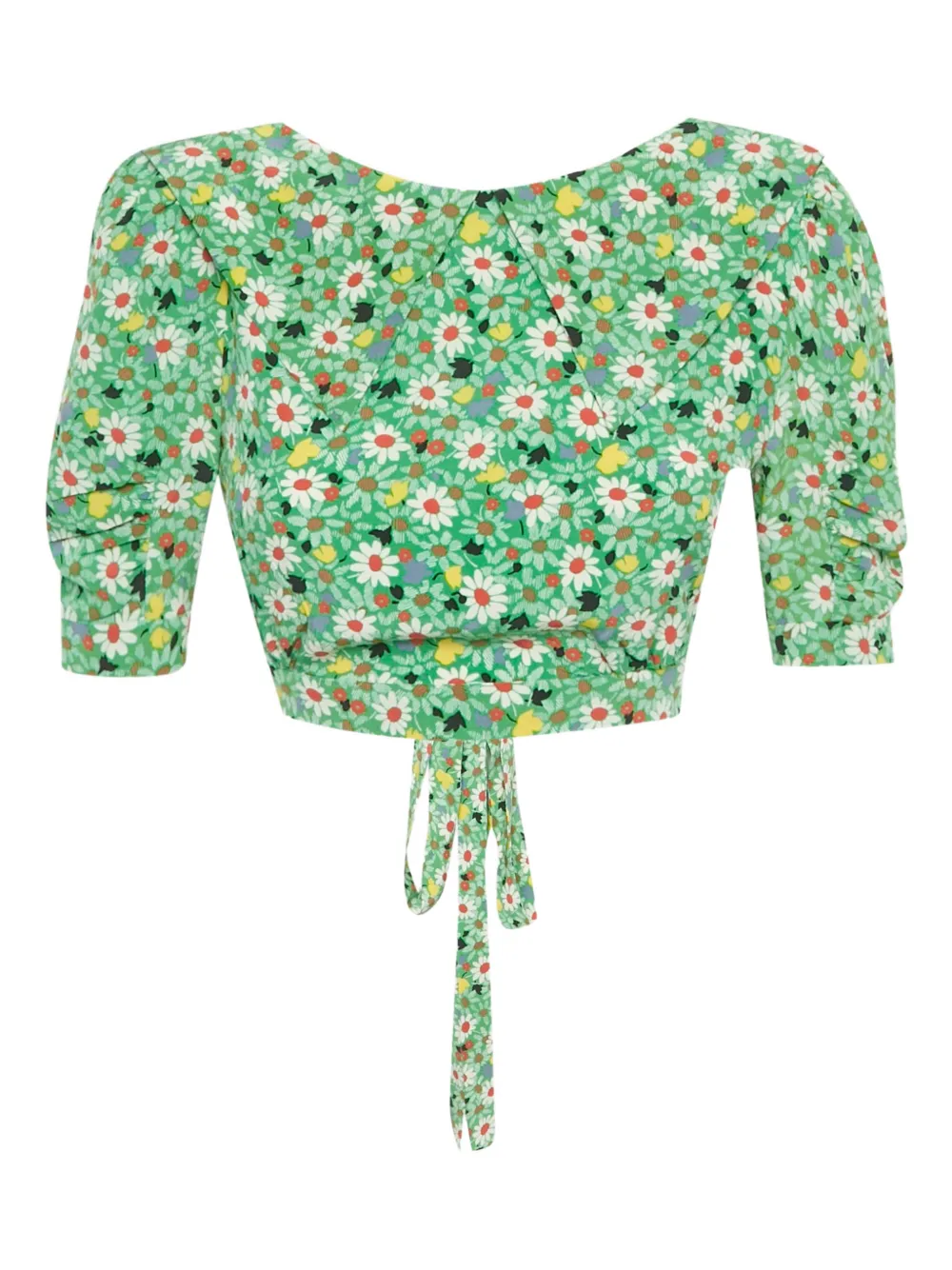 Miu Miu Pre-Owned tie-detail cropped top | Green | Image 1