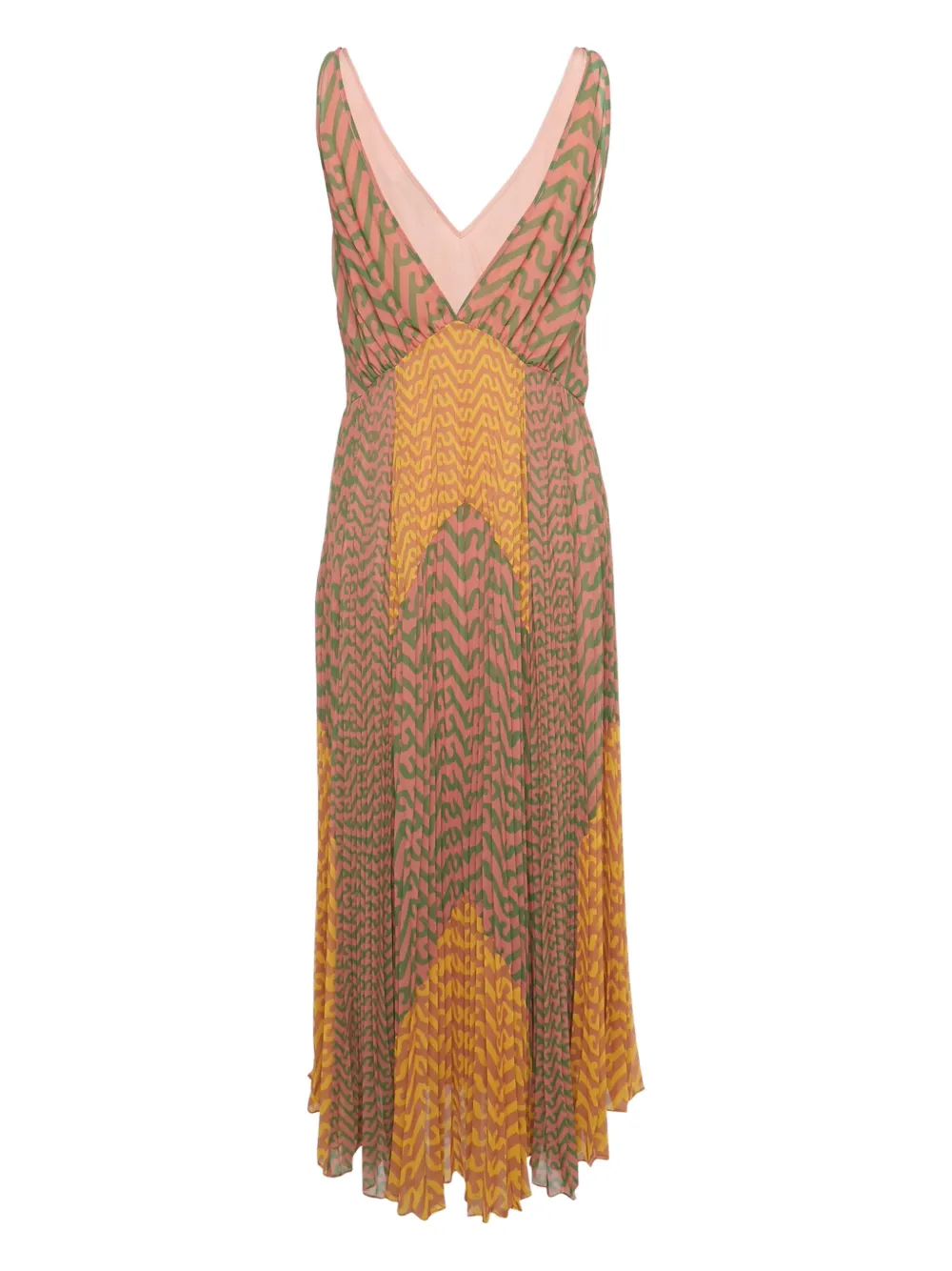 Self-Portrait logo-print chiffon maxi dress - Roze