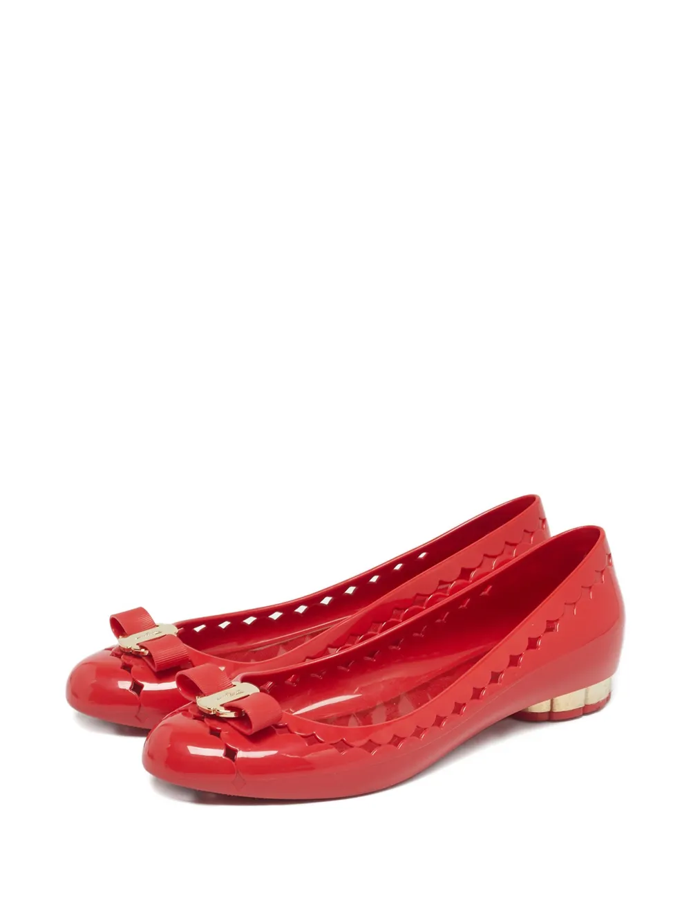 Ferragamo Pre-Owned vara bow flats - Rood