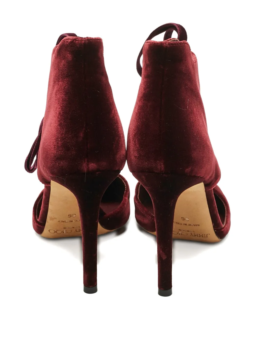 Pre-owned Jimmy Choo Lace-up Round-toe Pumps In Red