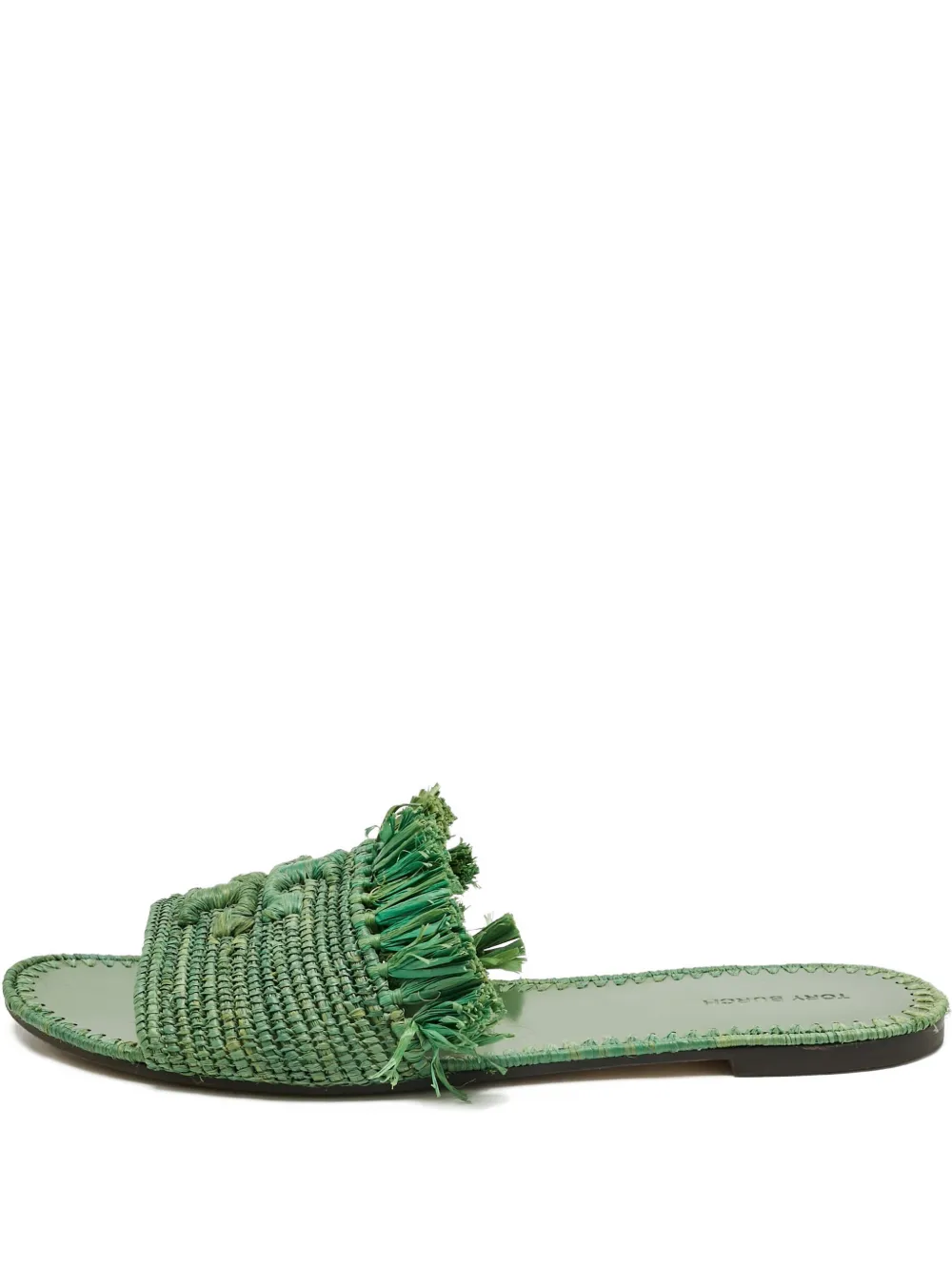 Tory Burch raffia logo slides | verde | Image 1