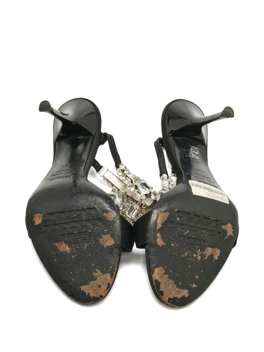 Le Silla T-strap crystal sandals - Zwart