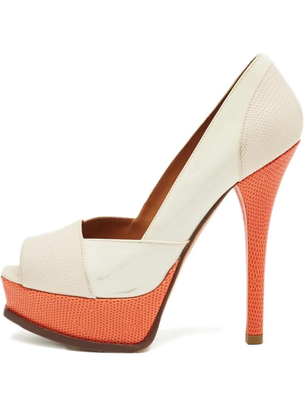 Fendi Pre-Owned lizard-embossed peep-toe pumps - Toni neutri