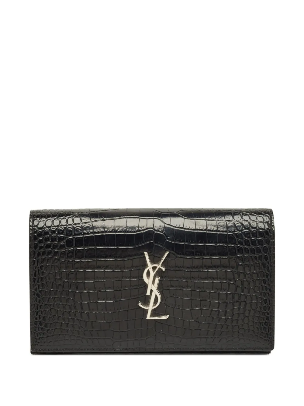 Saint Laurent Pre-Owned 2008 Kate crocodile-embossed leather clutch bag - Nero