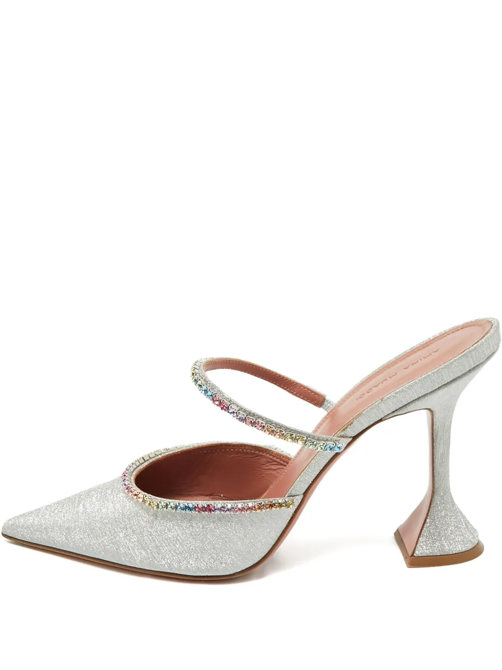 Amina Muaddi Gilda glittered mules - Argento