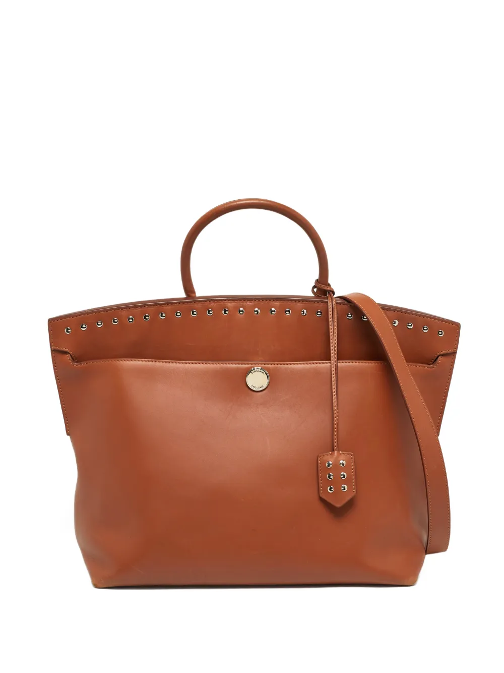 Burberry Pre-Owned Society studded leather tote bag - Marrone