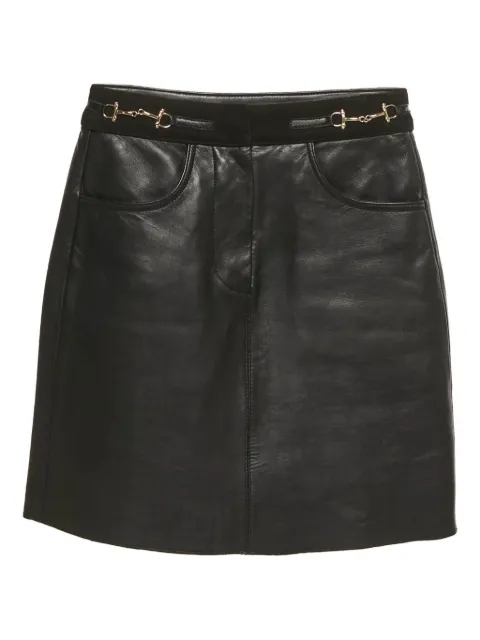 Maje jupe en cuir à taille à ornements