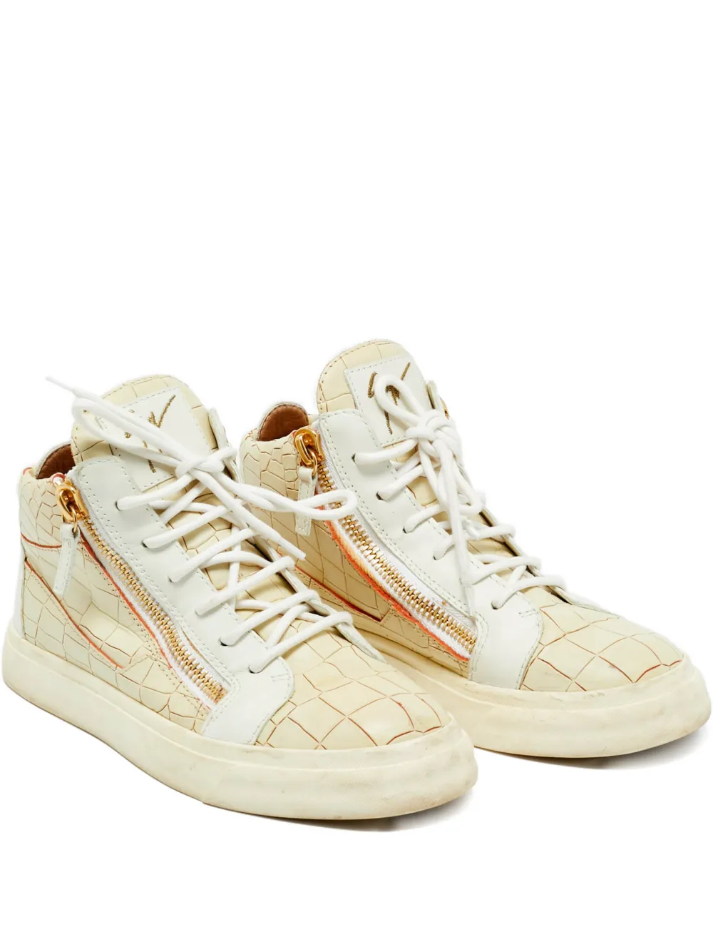 Giuseppe Zanotti Vintage Kriss embossed-leather high-top sneakers - Nude