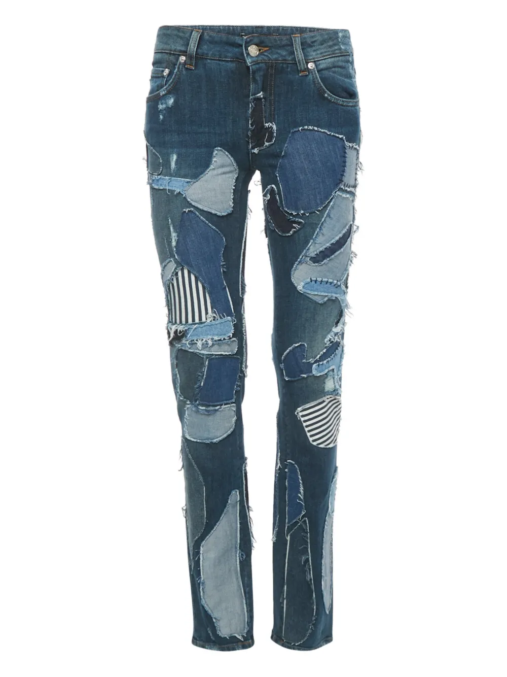 Dolce & Gabbana Pre-Owned Jeans skinny con design patchwork - Blu