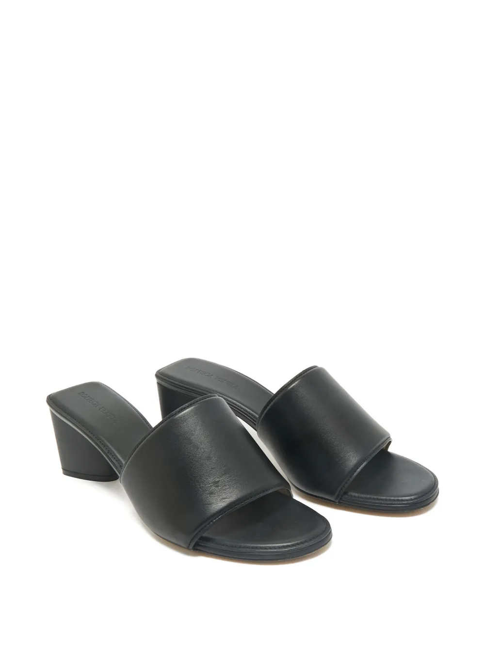 Pre-owned Bottega Veneta Block-heel Leather Sandals In Black