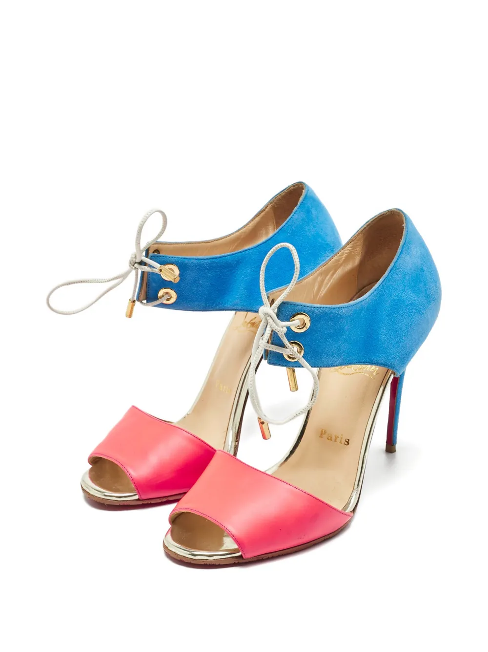 Christian Louboutin Pre-Owned lace-up sandals - Blauw