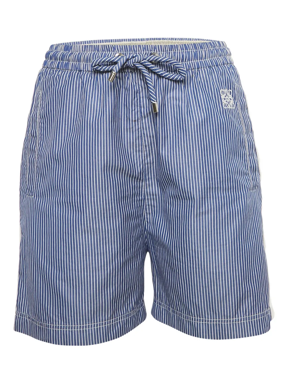 Loewe Pre-Owned striped logo-embroidery shorts - Blu