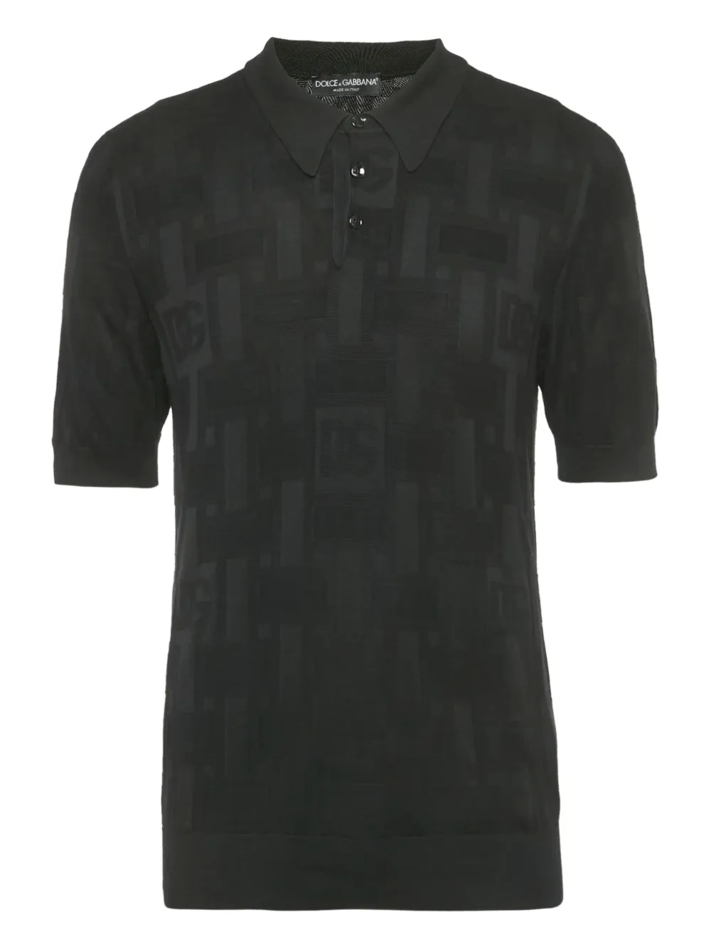 Dolce & Gabbana Pre-Owned patterned silk polo shirt – Black Dolce & Gabbana Pre-Owned patterned silk polo shirt – Black