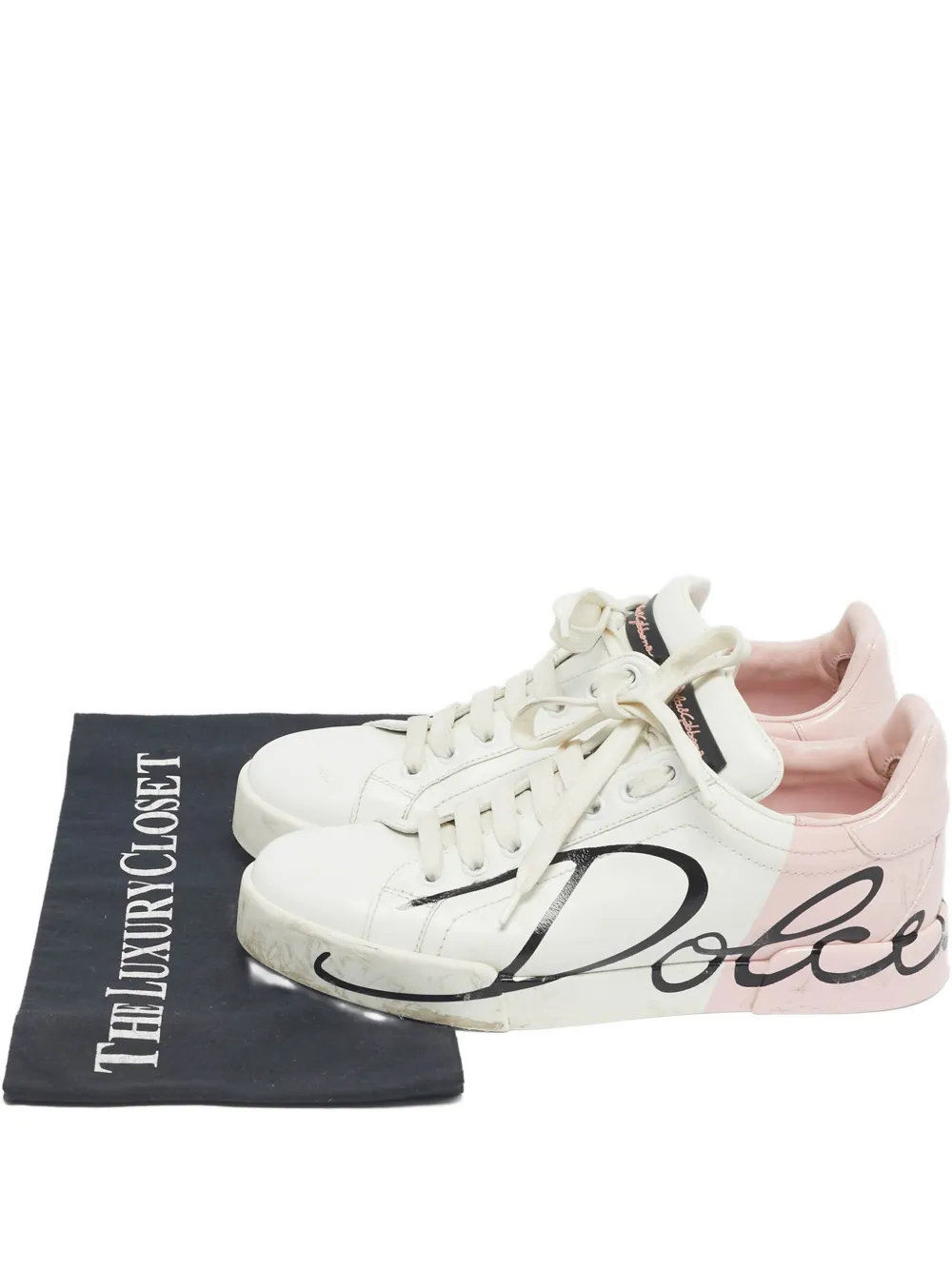 Pre-owned Dolce & Gabbana Portofino Leather Trainers In White