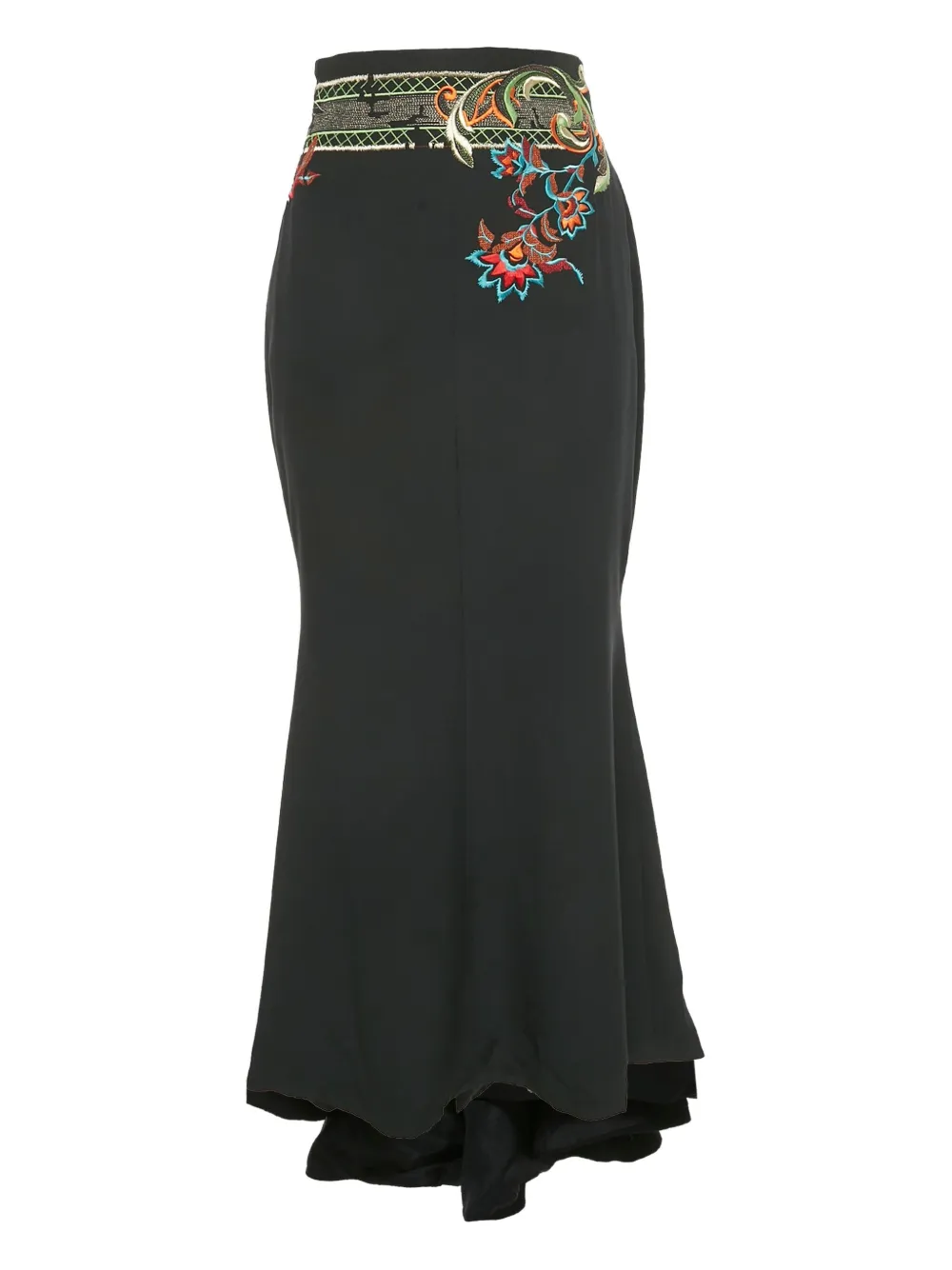 Christian Dior Pre-Owned silk embroidered midi skirt - Nero