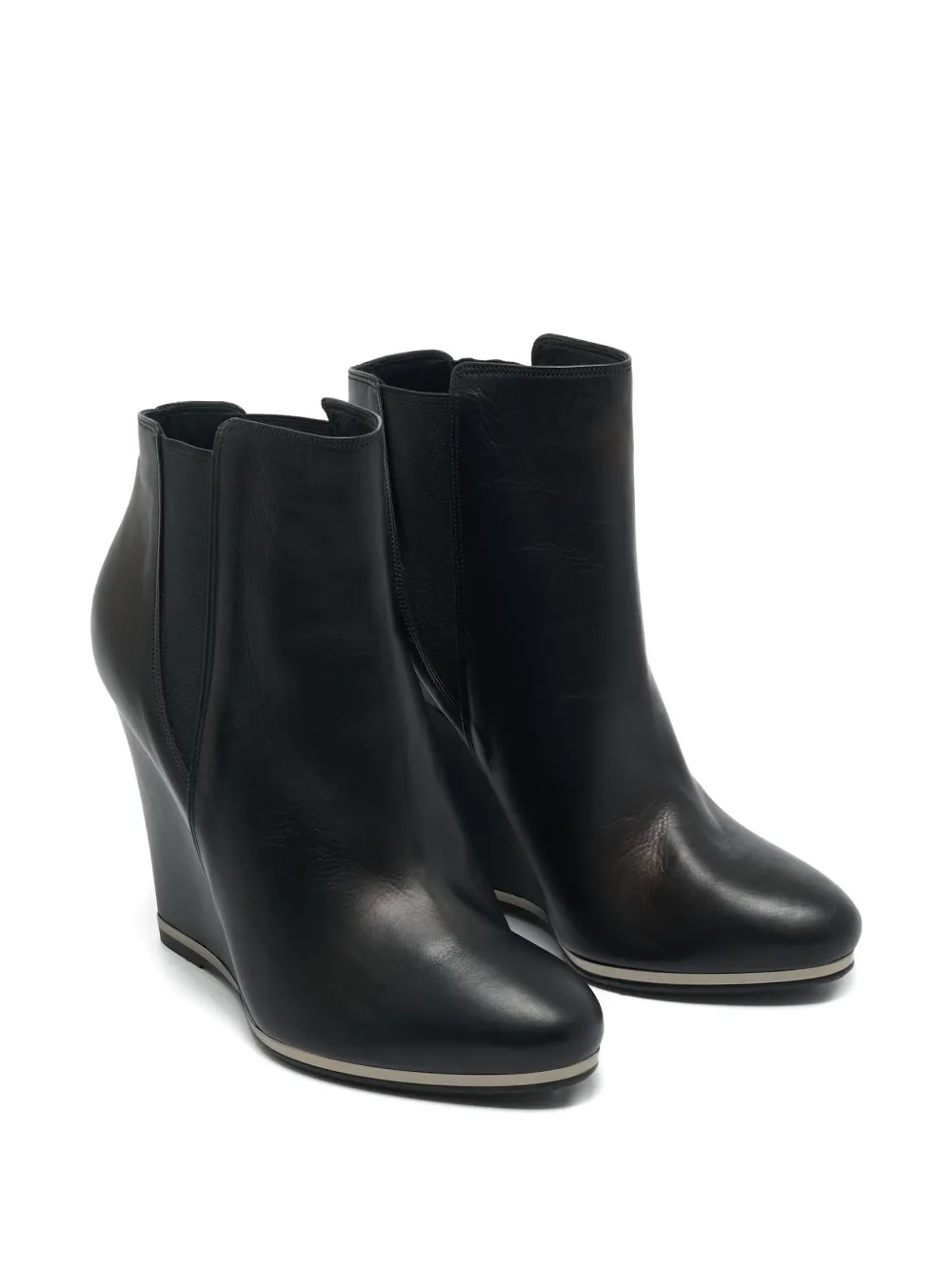 Le Silla leather wedge ankle boots - Zwart