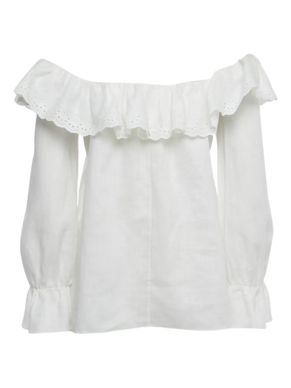 Pre-owned Celine Frill-panel Blouse In White