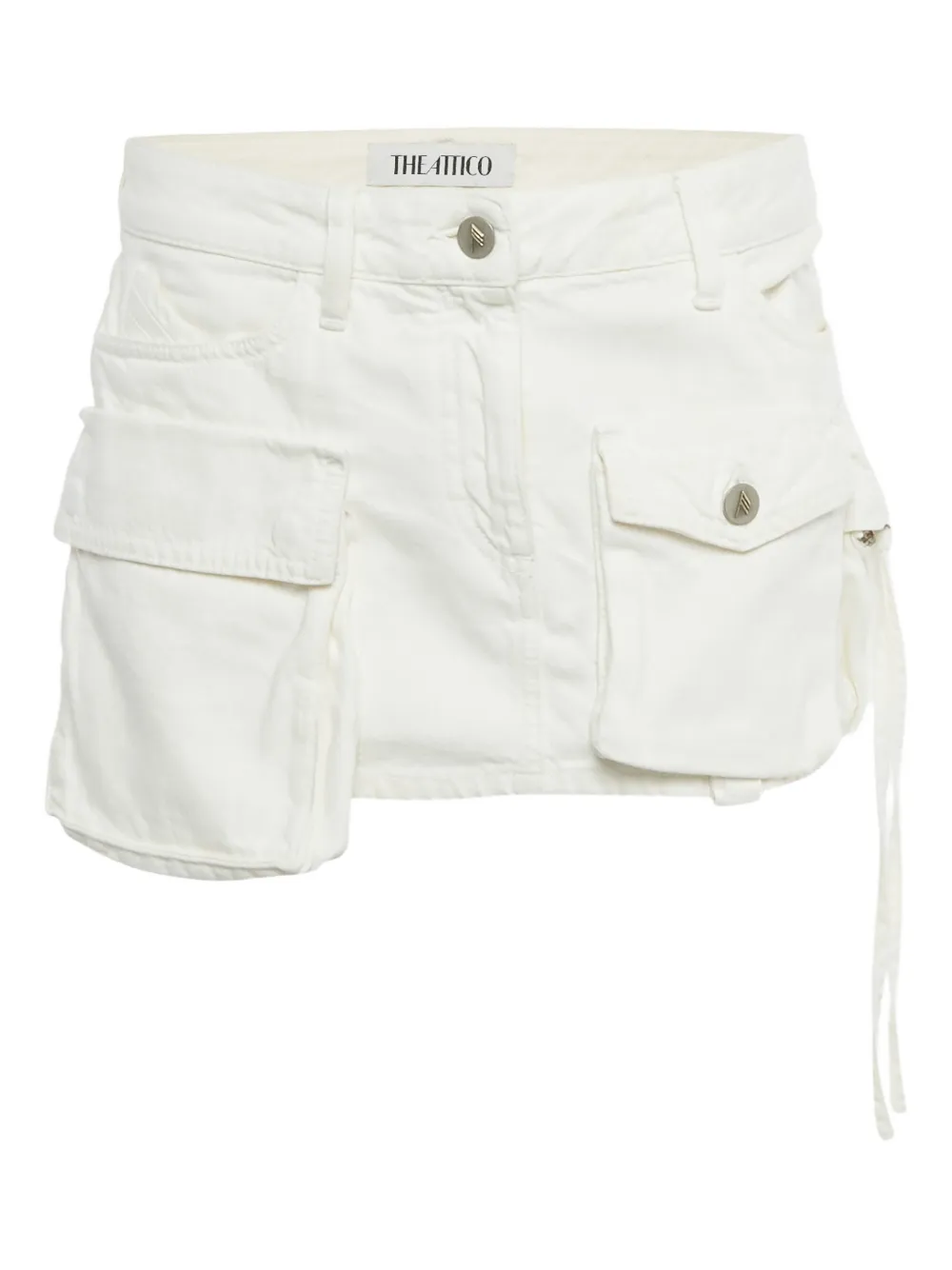 The Attico cargo-pockets denim mini skirt - Bianco