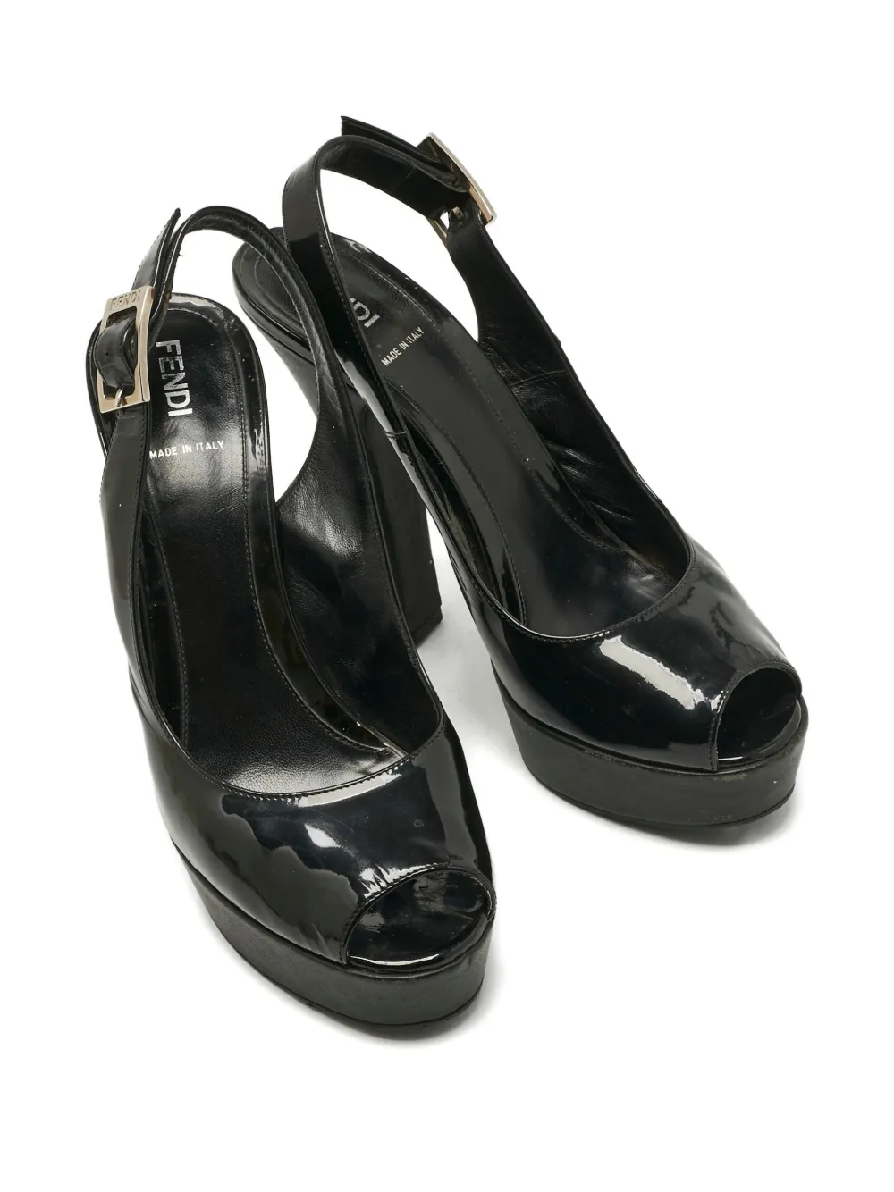 Fendi Pre-Owned leather slingback sandals - Zwart